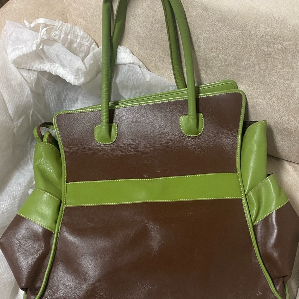 Brown and Green Women's Tote Bag - Picture 5 of 6